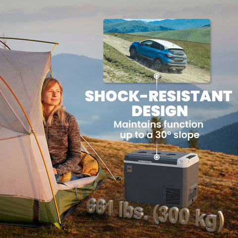 Image of 12 Volt Car Refrigerator, 26QT Car Fridge with App Control, 12/24V DC and 100-240V AC, -4℉-68℉, Travel Camping