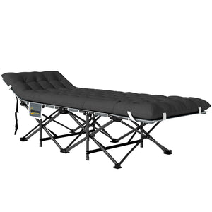 camping cot -  26.8" Wide Folding Bed, Camping Cot for Adults with Cushion, Carry Bag, Max Load 330 LBS, Black