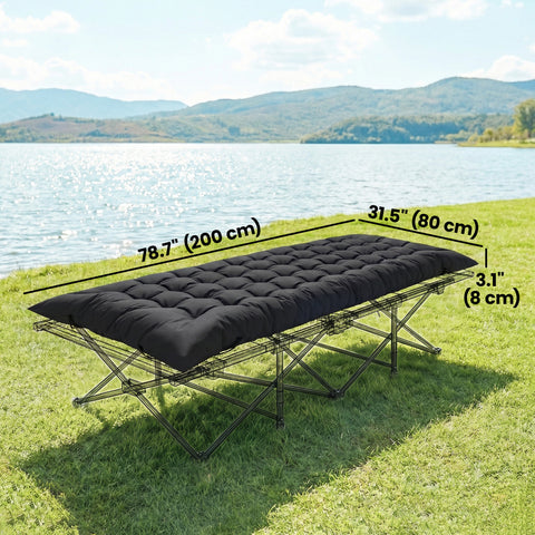 Image of Sleeping Mat, Camping Mat Pad with Elastic Straps, Black