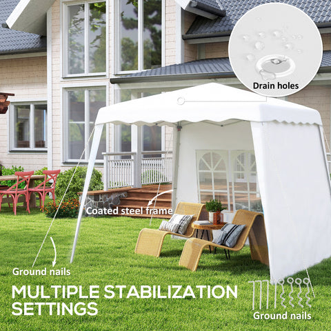 Image of Pop Up Canopy Tent with 2 Sidewalls, UV50+ Tents for Parties, with Carry Bag, Slant Legs, 8 x 8ft Top/9.5 x 9.5ft Base