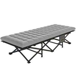 camping cot -  Camping Cot with Soft Pad, 32" Extra Wide Folding Cots with Non-Slip Feet and Carry Bag, Grey