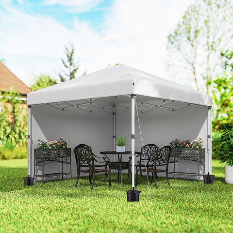 Image of 10' x 10' Pop Up Canopy with Sidewalls, Roller Bag, Height Adjustable Instant Tent for Outdoor, Garden, Patio, White