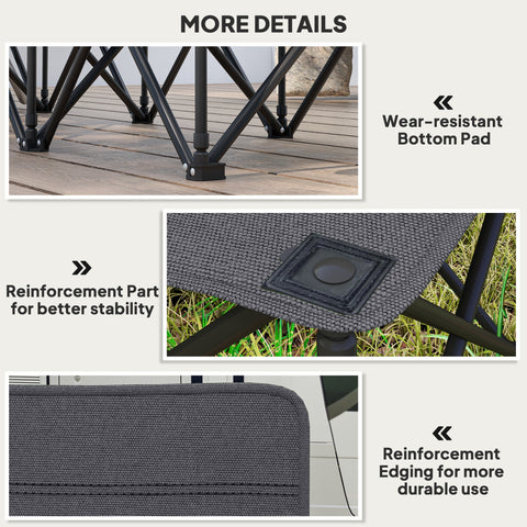 Image of 6 Seat Folding Camping Chair with Cup Holder and Carrying Case for Camping, Picnic, Sports Events, Dark Grey