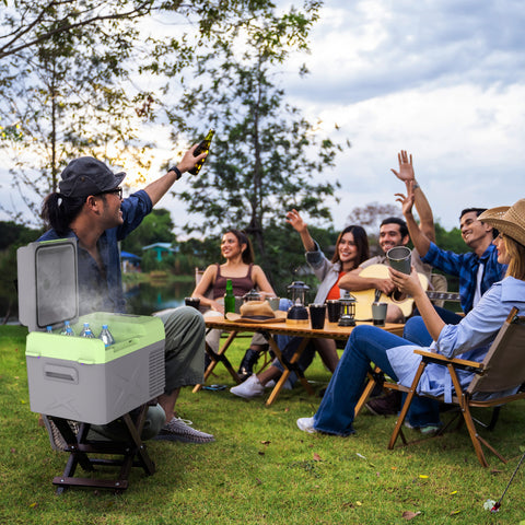 Image of 12 Volt Car Refrigerator, 12QT Car Fridge Electric Cooler, 12/24V DC and 110-240V AC, -4℉~68℉, Portable Refrigerator
