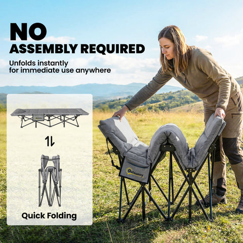 Image of Camping Cot for Adults with Padded Cushion, 31.5" Wide Folding Bed with Carry Bag and Non-Slip Feet, Grey