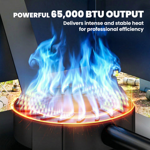Image of Camping Stove, 65000 BTU High Pressure Propane Stove Outdoor Burner with Detachable Burner, Black