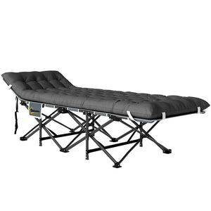camping cot -  26.8" Wide Folding Bed, Camping Cot for Adults with Cushion, Carry Bag, Max Load 330 LBS, Dark Grey