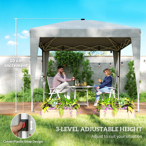 Image of 10 x 10 ft Pop Up Canopy Tent with Central Light, UPF 50+ Instant Portable Canopy Shelter with Remote, Light Grey