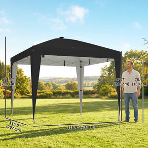 10 x 10 ft Pop Up Canopy Tent with Central Light, UPF 50+ Instant Portable Canopy Shelter with Remote, Black