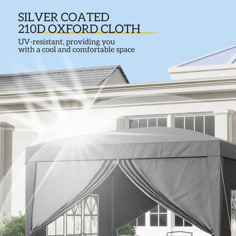 Image of 10'x10' Outdoor Pop Up Party Tent Wedding Gazebo Canopy with Carrying Bag (Grey)