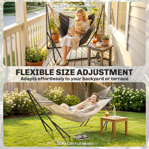 Image of 9.5ft Hammock Stand Only, Portable Adjustable Foldable Powder-Coated Steel Hammock Frame, Black