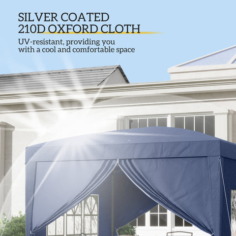 Image of 10'x10' Outdoor Pop Up Party Tent Wedding Gazebo Canopy with Carrying Bag (Blue)