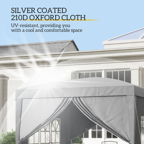 Image of 10'x10' Outdoor Pop Up Party Tent Wedding Gazebo Canopy with Carrying Bag (Light Grey)