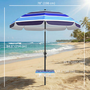 Beach Umbrella Adjustable Tilt Sunshade with Foldable Table Cup Holder 78