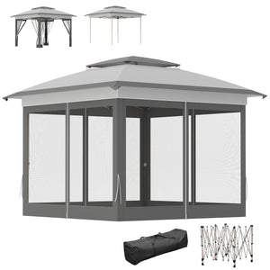 pop up canopy -  12' x 12' Pop Up Canopy Sun Shade Instant Tent Folding with Mesh Sidewalls, Grey