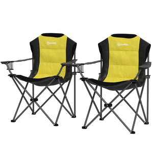 camping furniture -  2 Pack Folding Camping Chairs, High Back Folding Chairs w/ Cup Holder, Padded Camping Chairs for Ou