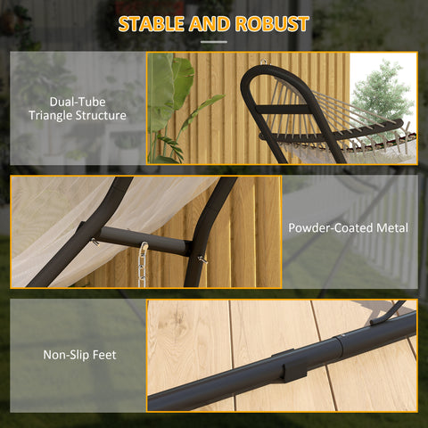 Image of Hammock Stand with Adjustable Height Steel Frame for 0.8" -1.2" Person 109.4" Black