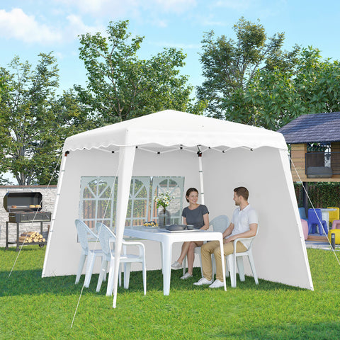 Image of Pop Up Canopy Tent with 2 Sidewalls, UV50+ Tents for Parties, with Carry Bag, Slant Legs, 8 x 8ft Top/9.5 x 9.5ft Base