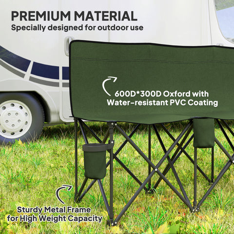 Image of 6 Seat Folding Camping Chair with Cup Holder and Carrying Case for Camping, Picnic, Sports Events, Dark Green