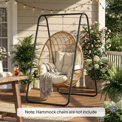 Image of Hanging Hammock Stand Only Heavy Duty Steel A-Frame for Hanging Hammock, Max Load 330 LBS, Black