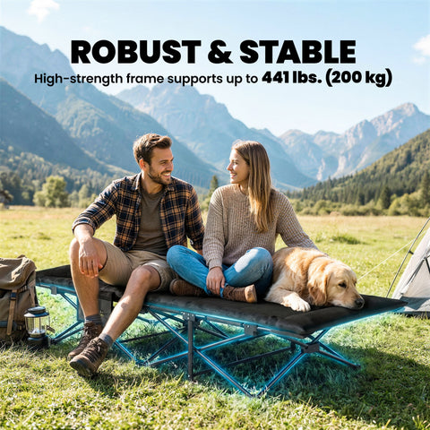 Image of Camping Cot for Adults with Padded Cushion, 31.5" Wide Folding Bed with Carry Bag and Non-Slip Feet, Black