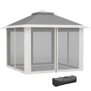 pop up canopy -  11' x 11' Pop Up Gazebo, Double Roof Foldable Height Adjustable Canopy Tent with Mesh Sidewalls, Carryi