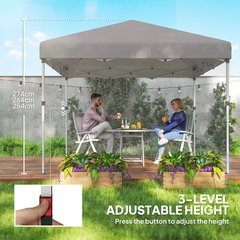 Image of 10' x 10' Pop Up Canopy with Sidewalls, Roller Bag, Height Adjustable Instant Tent for Outdoor, Garden, Patio, Grey