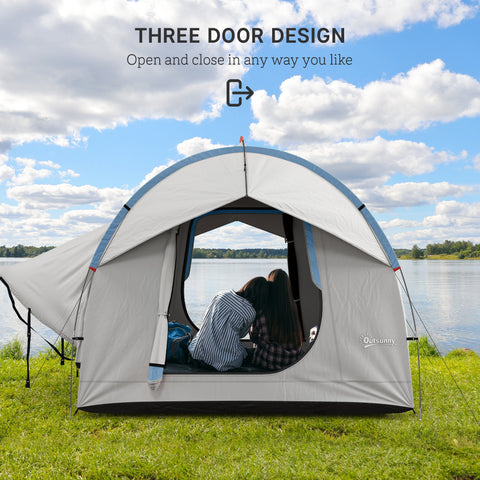 Image of 2000mm Waterproof SUV Tent, Car Tent with 3 Doors and Mesh Window, for 5-6 Person Camping Travel, Grey and Blue