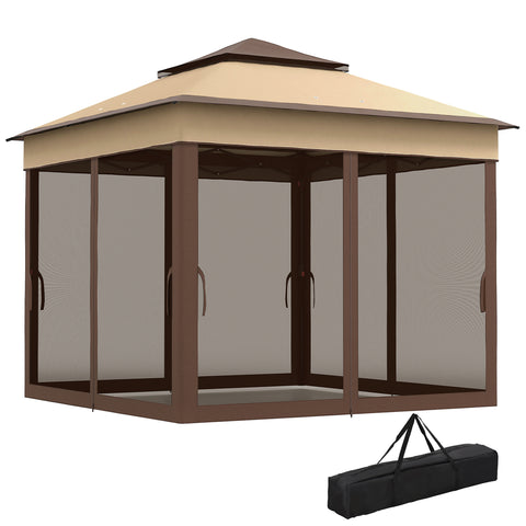 Image of pop up canopy -  10.7 x 10.7ft Pop Up Gazebo, Adjustable Instant Sun Shelter with UV30+ Roof Cover, Removable Mesh Curta