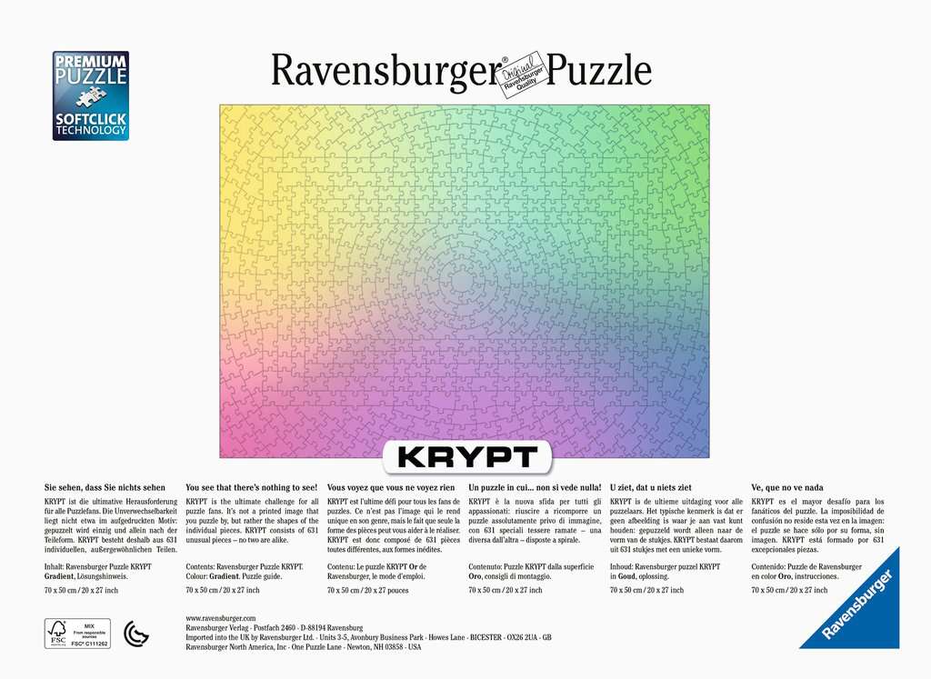 Ravensburger Krypt Gradient 631 Piece Jigsaw Puzzle Buy at www.outdoorfungears.com