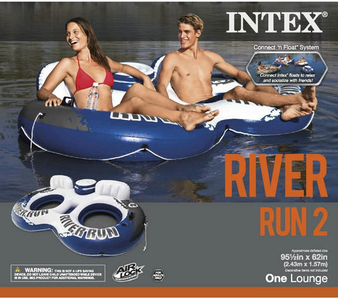 Intex Recreation River Run II Sport Lounge Inflatable Water Float, 95.5" x 52"