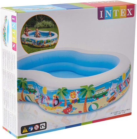 Image of Intex Swim Center Paradise Inflatable Pool, 103" X 63" X 18", for Ages 3+