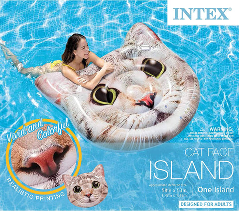 Image of Intex Cat Face Inflatable Island 58in x 53in